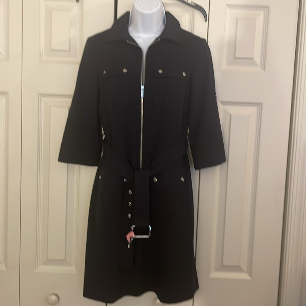 Michael Kors Dark Navy Sheath Dress with 3/4 Cuffed Sleeves